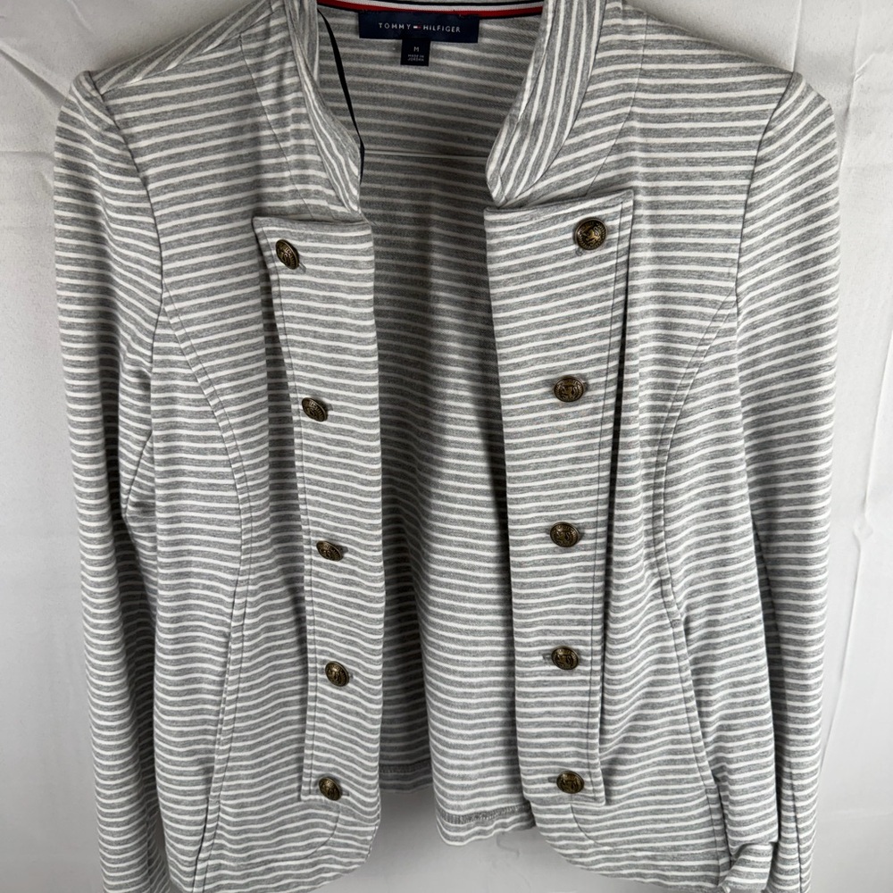 Tommy Hilfiger Women's Gray Striped Blazer